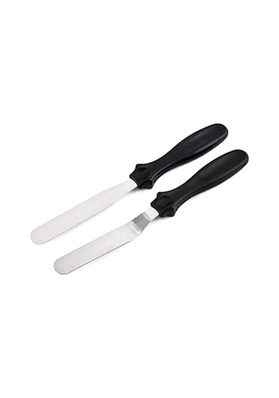 Paslanmaz Metal 2li Pasta Sıvama Bıçağı - Spatula Seti Kek Kazıyıcı Krema Yayma, Pasta Dekorasyonu Ç Diğer