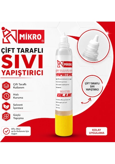 Mikro Çift Taraflı Sıvı Yapıştırıcı 5 Adet Güçlü Yapışma Hızlı Kuruyan Kağıt Karton Ahşap Tutkalı