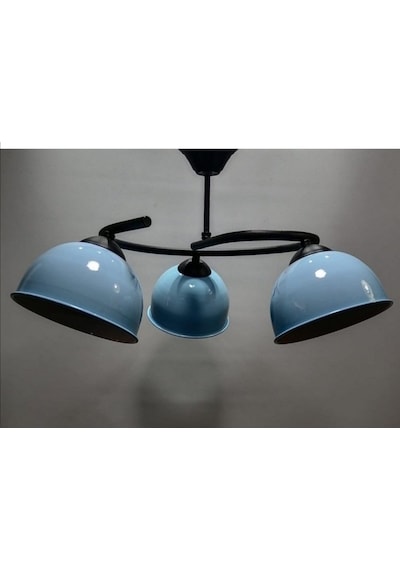 Riolight Modern Üçlü Açık Mavi Başlık Metal Sarkıt Avize