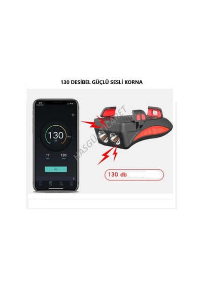 Hsgl Bisiklet Ön Far 130 Dsb Korna Güç Kaynağı Telefon Tutucu Bis Beyaz - Mavi - Turkuaz