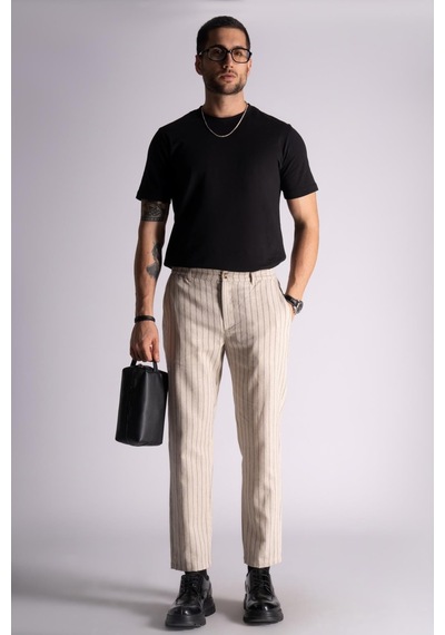 Braccas Beli Yarım Lastikli Slim Fit Chino Çizgili Crop Pantolon Bej Çizgili Bej Çizgili Bej Braccas Beli Yarım Lastikli Slim Fit Chino Çizgili Crop Pantolon Bej Çizgili Bej Çizgili Bej