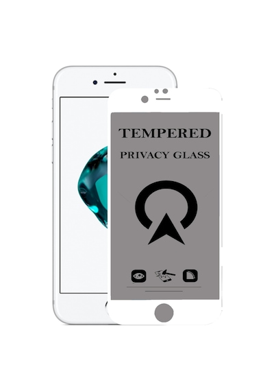 Apple Uyumlu   iPhone 6 ile Tam Kaplayan Privacy Hayalet Temperli Ekran Koruycu Cam Beyaz