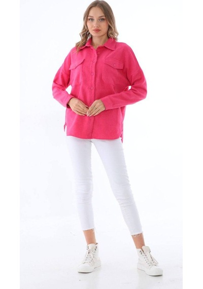 Polologin Butik Fuşya Pembe Kışlık Oduncu Gömlek Pembe