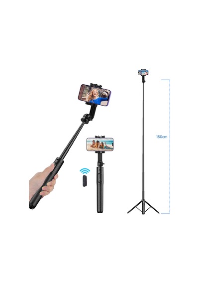 Apexel 1.5 Metre Profesyonel Uzayan Bluetooth Selfie Çubuğu Ve Tripod Standı