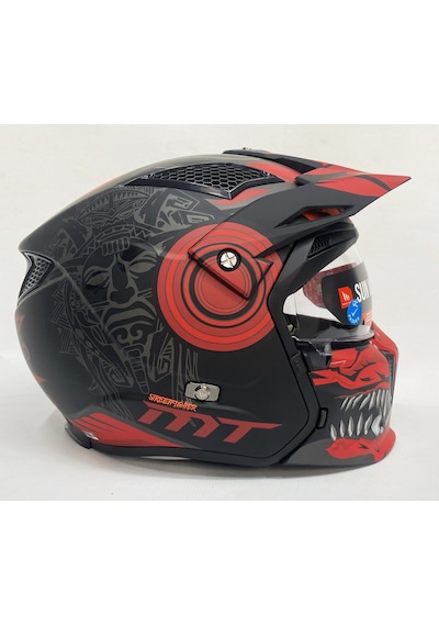 Mt Streetfighter SV Aztec B5 Modüler Motosiklet Kaskı Mat Siyah -  Kırmızı