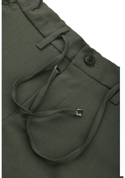 Deepsea Erkek Haki Likralı Beli Lastikli & İpli Dar Kesim Şık Kumaş Pantolon 2600572 Haki