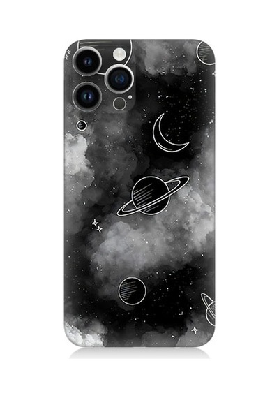 Apple Uyumlu iPhone 13 Pro Uyumlu Uzay Ve Bulutlar Desenli Silikon Kılıf -