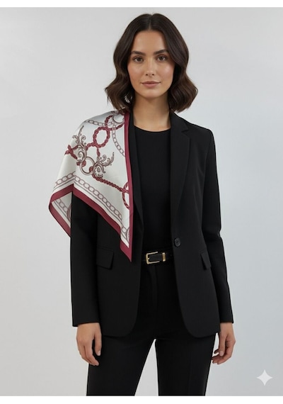 Tarzını Seç Zincir Desenli Kırmızı Üçgen Fular Bandana Estacraft - 100x45 Cm
