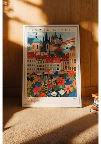Prag Çekya Çerçeveli Tablo Seyahat Severlere Salon Ve Ofis İçin Estetik Duvar Dekoru Travel Flower Market