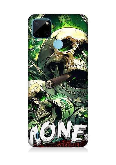 Realme C21y Uyumlu Para Ve Kafatası Desenli Silikon Kılıf