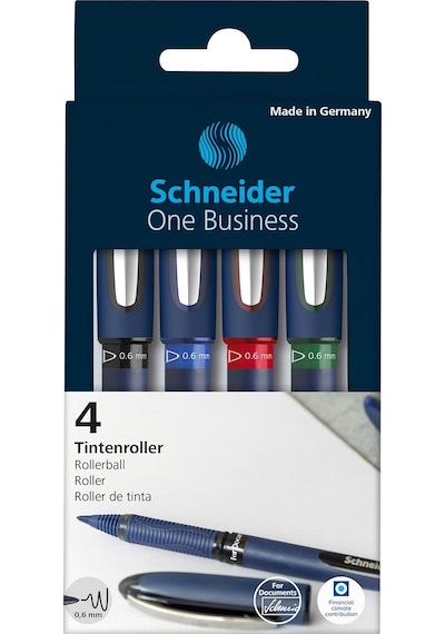Schneider One Business Konik Uçlu Roller Kalem, 0,6 Mm, 4 Adet Çok Renkli