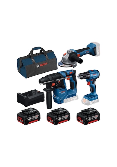 Bosch Professional GBH 18V-18 + GSR 185-LI + GWS 18V-8 + Kanvas Çanta + 3x18V 3.0AH Akülü Set Bosch Professional GBH 18V-18 + GSR 185-LI + GWS 18V-8 + Kanvas Çanta + 3x18V 3.0AH Akülü Set