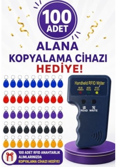 Sr-602 H-r Yazılabilir Kopyalanabilir Proximity Anahtarlık 125 Khz Keyfob Karışık Renkler 100 Adet + 1 Adet Rfıd K Altın