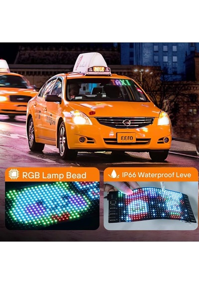 Led Matrix Panel Dijital Ekran Kumandalı App Kontrollü Oto Aksesuar Yayıncı Bilgisayar Odası 12x60cm 16x94