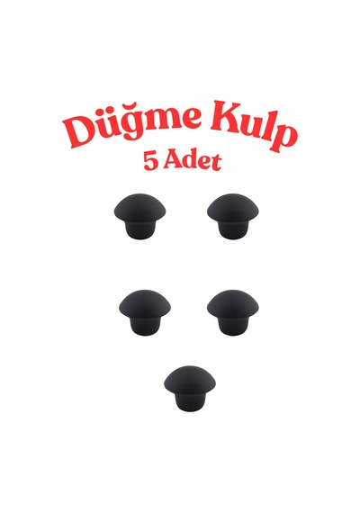 Klc 5 Adet Mat Siyah Metal Düğme Kulp - Yuvarlak Mobilya, Mutfak Ve Çekmece Kulbu Siyah Siyah