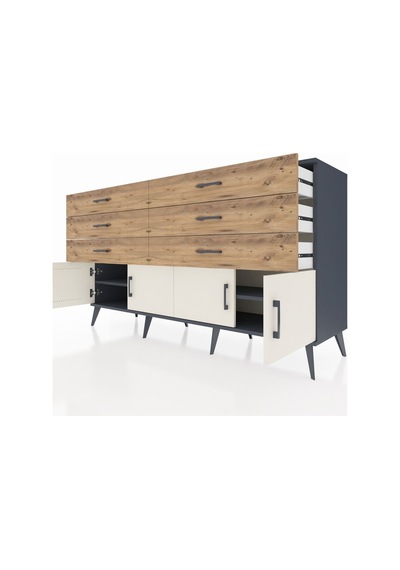 Hyperion Konsol 2 Raflı 6 Çekmeceli 4 Kapaklı 176x44x99 Antrasit- Antrasit-aytaşı/çam Hyperion Konsol 2 Raflı 6 Çekmeceli 4 Kapaklı 176x44x99 Antrasit- Antrasit-aytaşı/çam