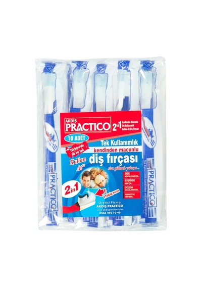 Akdıs Practıco Tek Kullanımlık Jelatin Diş Fırçası 10 Paket 8'li Avantaj Paketi - 8 Adet Tarı