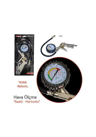 Carub Lastik Hava Ölçme Saatli Hortumlu 2 Rekorlu Br2450321