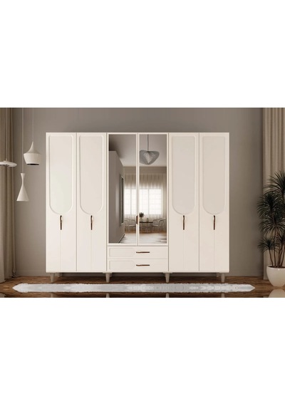 Aselia 6 Kapılı Mdf Gardırop Çok Renkli Aselia 6 Kapılı Mdf Gardırop Çok Renkli