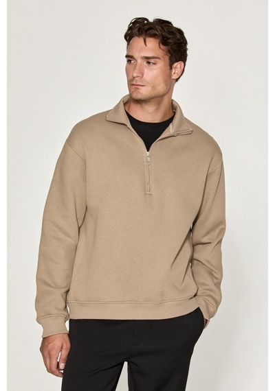 Grımelange Ceremıno Erkek Yarım Fermuarlı Vizon - Bej Sweatshirt