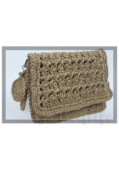 Aleylife El Yapımı Kağıt İp Clutch Makyaj Çantası - Kahverengi Kahverengi