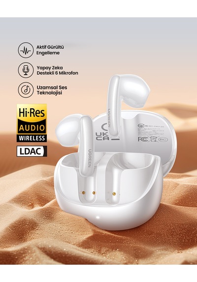 Ugreen Hitune H6 Pro Hi-res Kablosuz Kulak İçi Kulaklık, Beyaz, 35873