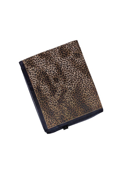 Mim Eşarp Enba Soft Pamuklu Leopar Desenli Şal 75x190 Cm Siyah - Gold