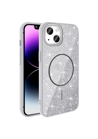 Apple Apple iPhone Uyumlu  11 Kılıf M-safe Şarj Özellikli Parlayan Simli Zore Okso Kapak Çok Renkli
