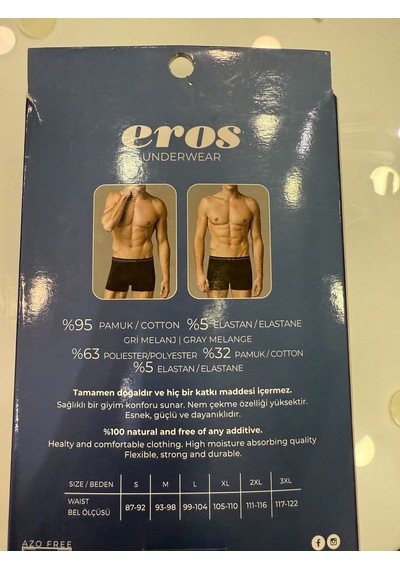Eros Büyük Beden Likralı Toparlayıcı Doğal Pamuklu Azo Test Onaylı Compact 3lü Erkek Boxer Çok Renkli Eros Büyük Beden Likralı Toparlayıcı Doğal Pamuklu Azo Test Onaylı Compact 3lü Erkek Boxer Çok Renkli