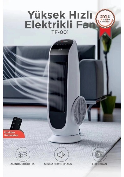 Tf001 Kule Tipi Uzaktan Kumandalı Dijital Göstergeli Elektrikli Fan Beyaz Ofis Aleti Yaz Sıcak