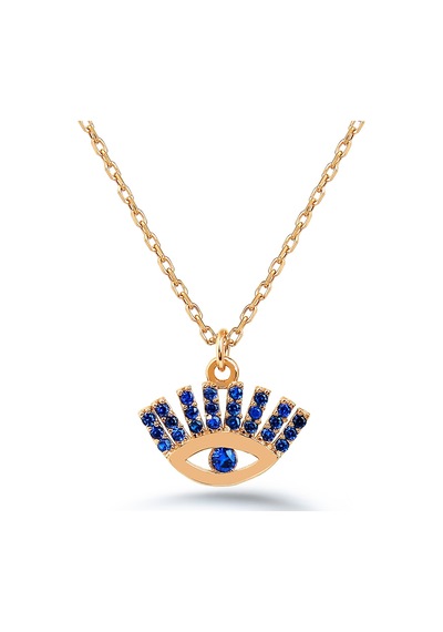 Kuyumcudukkani "kirpikleri Mavi Taşlı Göz"figürlü Kolye-37297-r-blu Rose Gold
