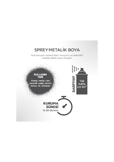 Polisan Metalik Gümüş Sprey Boya 400 ML