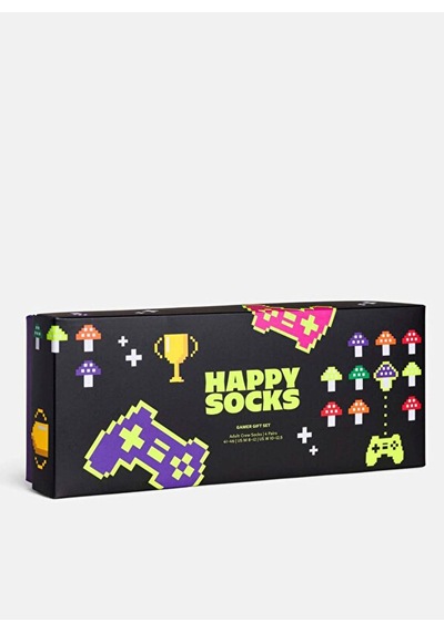 Happy Socks Siyah Erkek Desenli Çorap 4-pack Gamer Socks Gift Set
