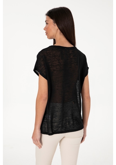 U.S. Polo Assn. Kadın Siyah Bisiklet Yaka Tişört 50300777-VR046