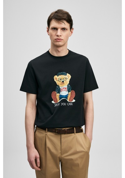 Lufian Teddy Modern Grafik T- Shirt Siyah Siyah 111020305100100 Siyah
