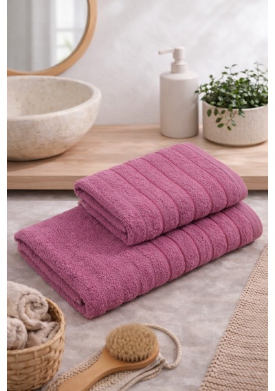 Violeta Model 2'li Banyo Havlu Seti Mürdüm
