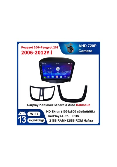 Peugeot-206+ Ve Peugeot-207 2006-2012yıl Carplay 9inç 2/32gb