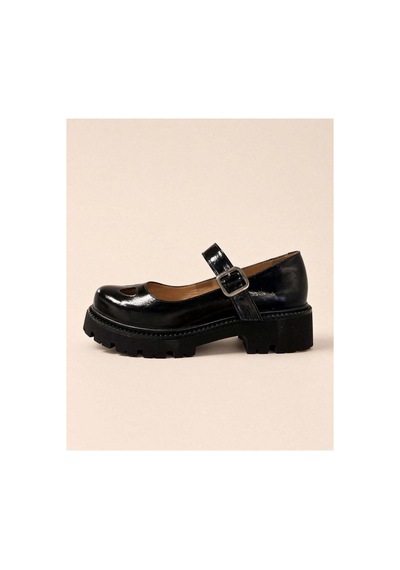 37brandshoes Siyah Rugan Platform Mary Jane Siyah Siyah