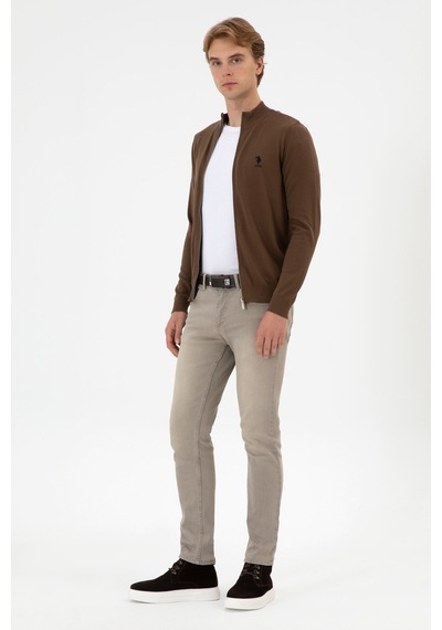 U.S. Polo Assn. Erkek Slim Fit Kahverengi Triko Hırka 50313684-VR029