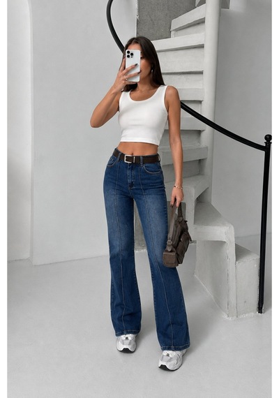 Bluemarlin Tint İşlemli Kemerli Bacak Çımalı Yüksek Bel İspanyol Paça Denim Pantolon Tint İşlemli Bluemarlin Tint İşlemli Kemerli Bacak Çımalı Yüksek Bel İspanyol Paça Denim Pantolon Tint İşlemli