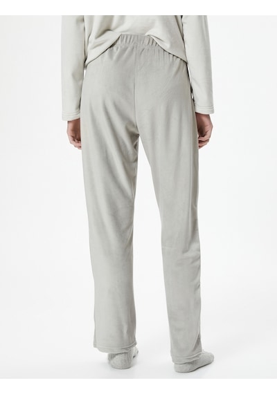 Koton Polar Pijama Altı Nakışlı Beli Lastikli Gri 4wlk40113mk 4WLK40113MK039 Gri