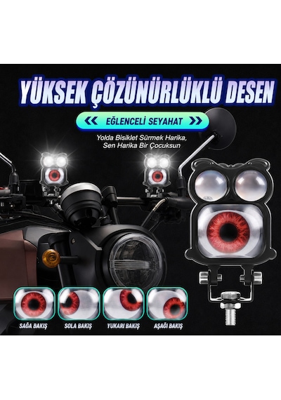 Şeytan Göz Tasarım 2 Adet Led Araç/motor Işığı: Çift Renk Beyaz&sarı Güçlü Evrensel Sis Farı