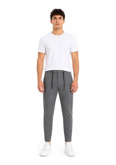 Hzr Wear Erkek Jogger Pantolon Esnek Kumaş Likralı Slim Fit Bağcıklı Antrasit