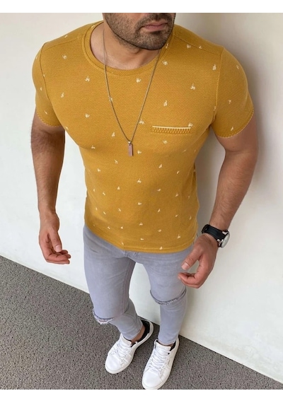 Modefendi Slim Fit Triko Tshırt Hardal