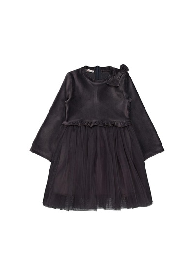 Civil Girls Fiyonklu 6-9 Yaş Elbise - Gri Antrasit 26395330225W1