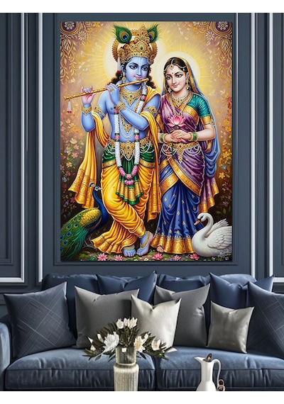 Ahşap Tablo Hindu Tanrısı Krishna Figürü