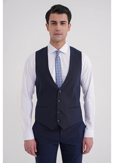 Efor Slim Fit Çift Yırtmaç Ekoseli Esnek Yünlü Yelekli Klasik Lacivert Takım Elbise Tk 934 Lacivert Efor Slim Fit Çift Yırtmaç Ekoseli Esnek Yünlü Yelekli Klasik Lacivert Takım Elbise Tk 934 Lacivert