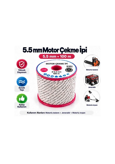 Algaride 5.5 Mm Motor Çekme İpi 100 Metre Motorlu Testere Jeneratör Motorlu Tırpan Çim Biçme Su Motoru Ve Benzinli Makineler İçin Starter Marş İpi