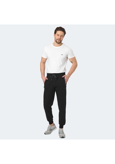 Slazenger NEAL KTN Erkek Fermuar Cepli Siyah Eşofman Altı