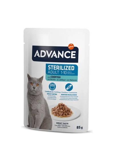 Advance - 647 - Cat Sterılızed Codfısh Wet Pouch 85 Gr X - Kmrsfres - 6 Adet